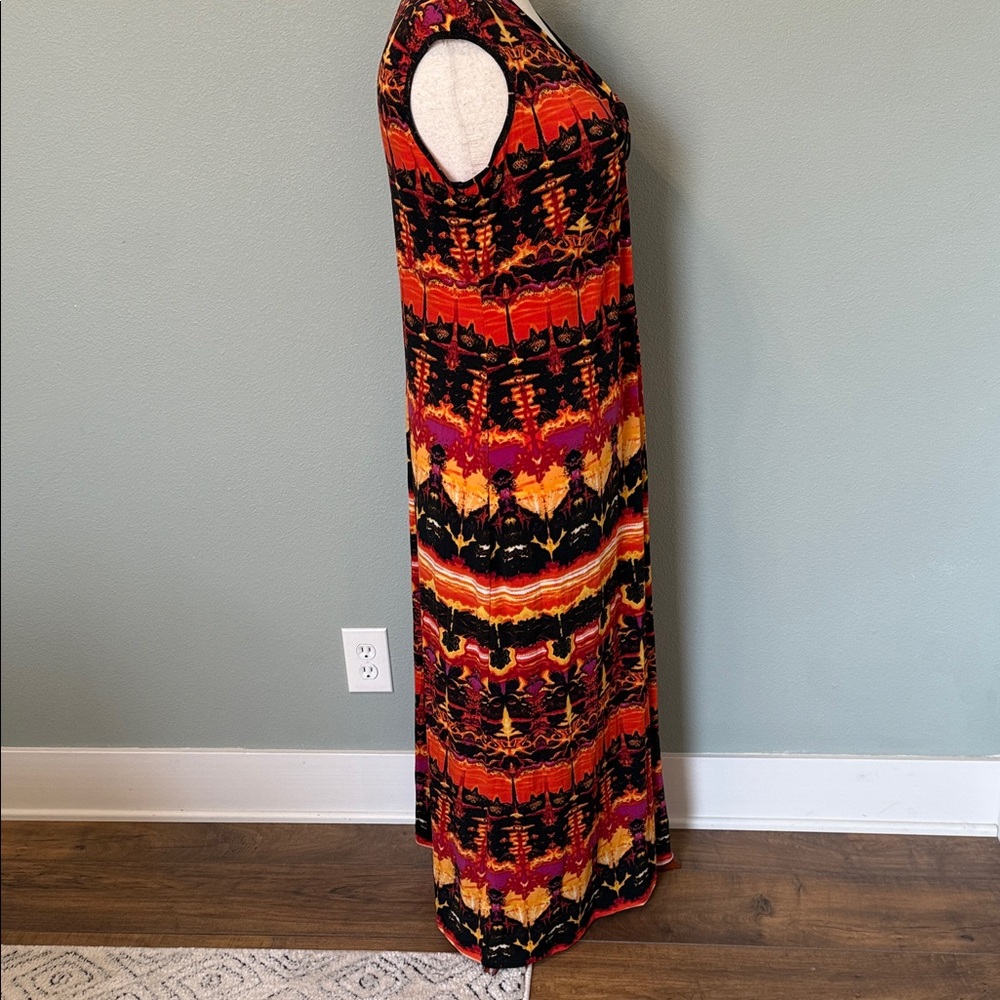 Multiples Red And Orange Patterned Maxi Dress - image 4
